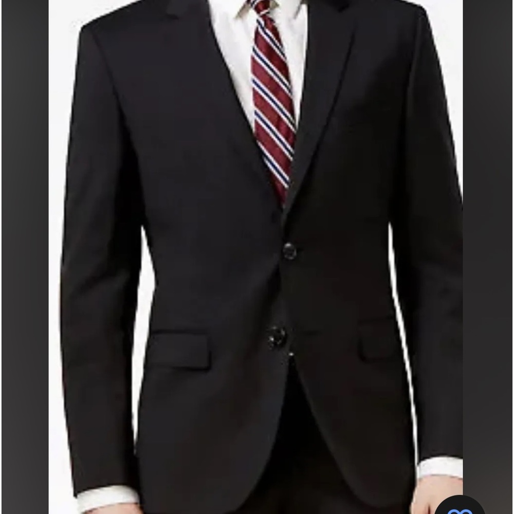 New Hugo Boss Mens Black Huge/Genius Trim Fit Solid Wool Suit Jacket Italian 40R